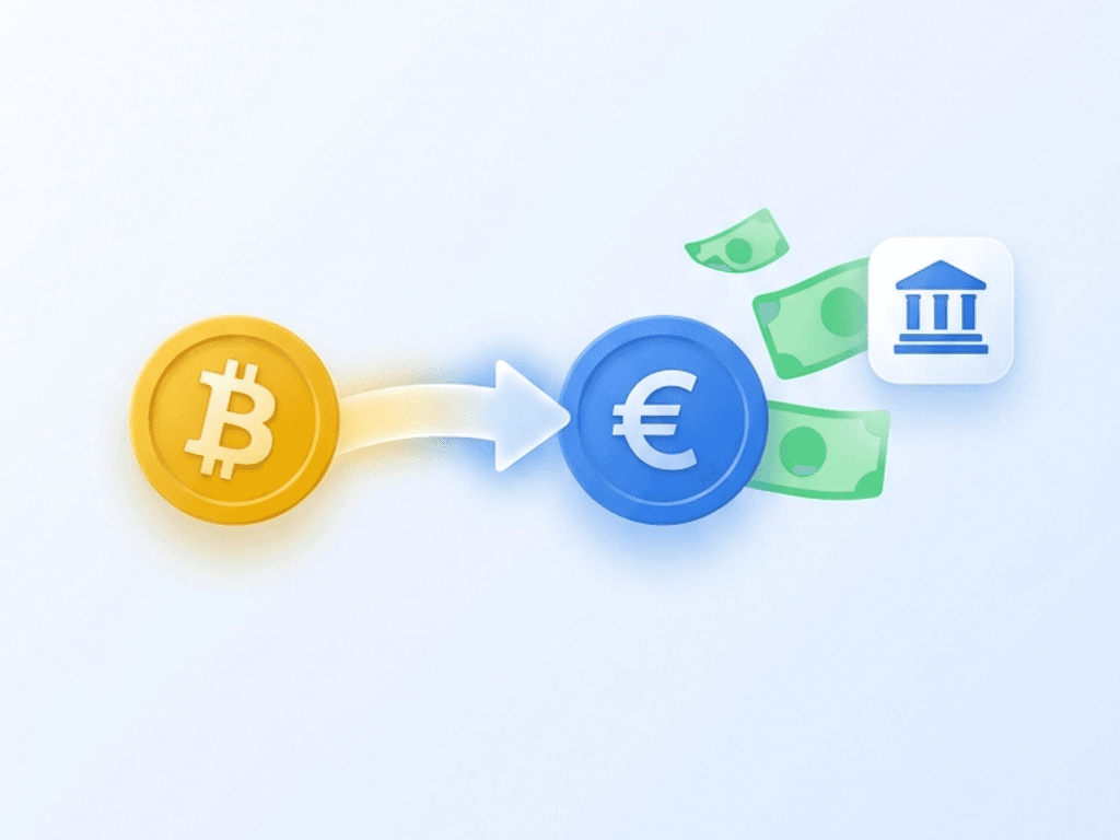 Bitcoin betaling wordt omgezet naar euro's op je rekening